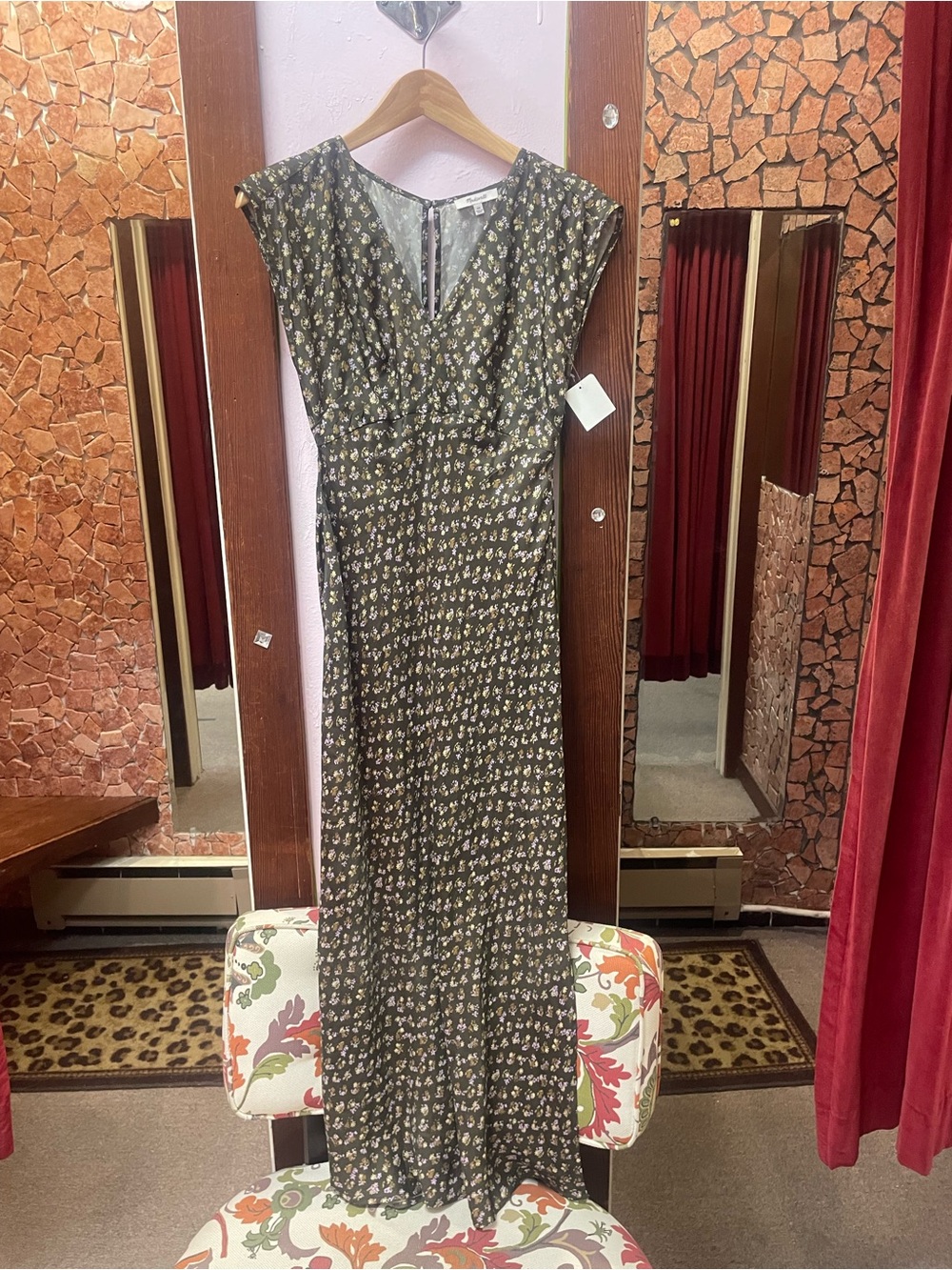 Madewell Olive Green Floral Maxi Dress